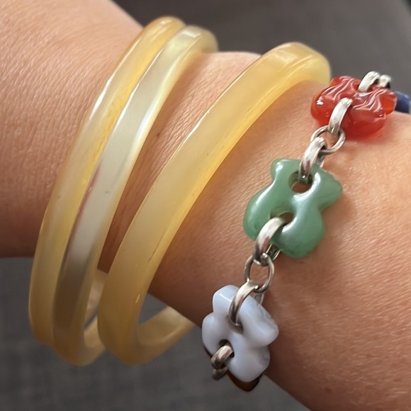 Vintage Lucite Bangle Bracelet Lot Set Retro Plastic Old Costume Jewelry Boho 3x - Picture 3 of 6